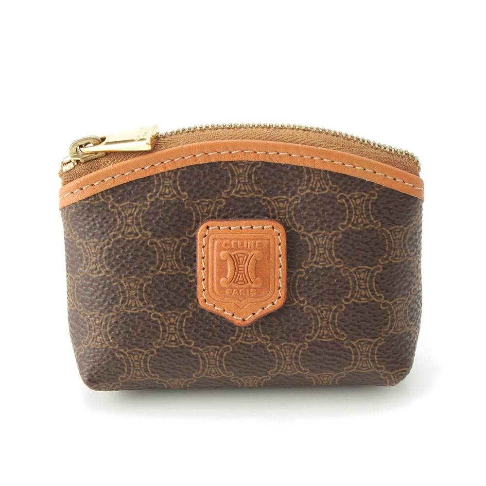 Celine Leather Macadam Triomphe coin case Wallet Brown